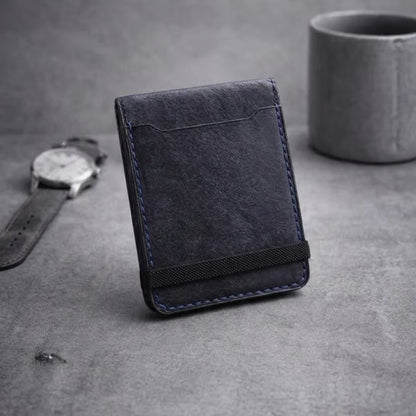 Elastic Band Slim Wallet Front Pocket Short Wallet Stitched Edges Personal Accessory Rounded Corners