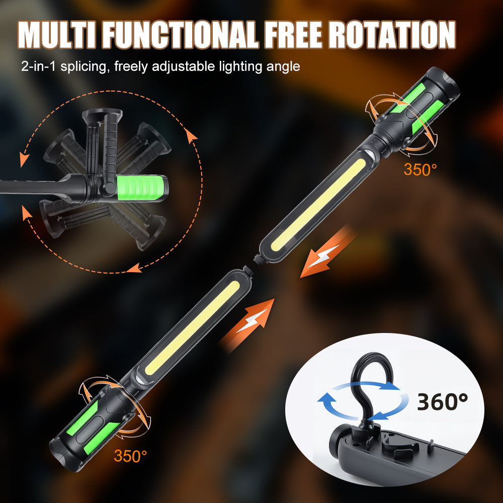 ✨2-in-1 Splicable LED Work Light – Ultra-Bright Hands-Free Lamp for Auto Repair &amp; Workshop Jobs
