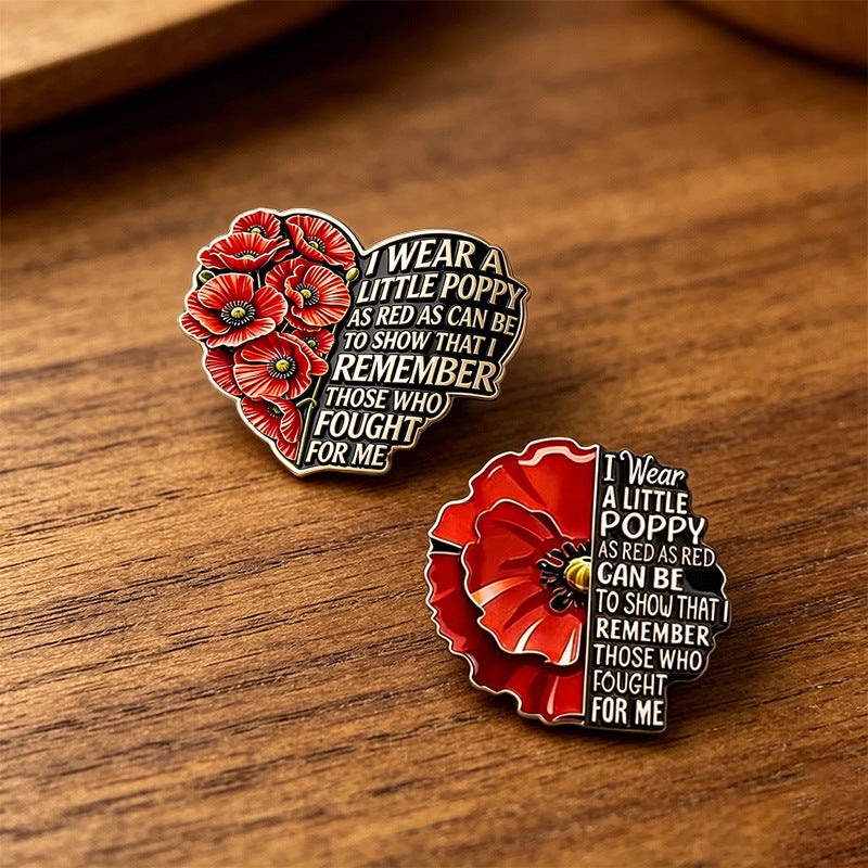 🎖️ Remembrance Poppy Enamel Pin - Veterans Day Memorial Brooch