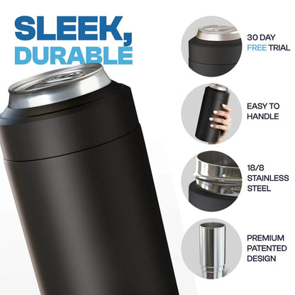 4-in-1 Universal Can Cooler ❄️Double Wall Stainless Steel Beer Bottle Insulator (Fits 12-24 oz)