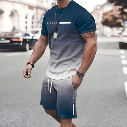 ⚡ Men’s Gradient Short Sleeve Tracksuit