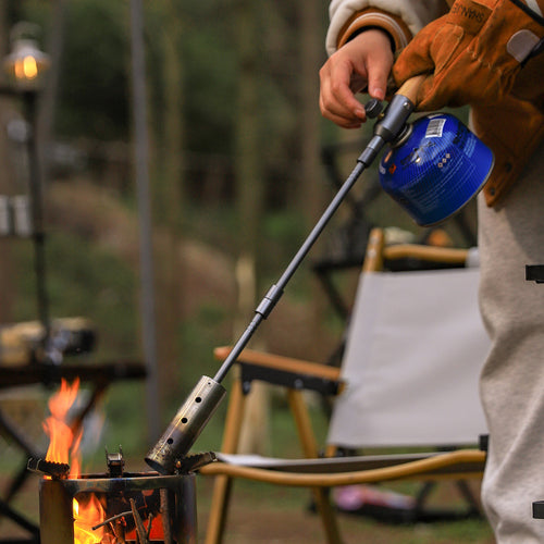 Heavy Duty Multi-Stage Extension Flame Torch – Detachable Stainless Steel Camping Blowtorch with Solid Wooden Handle & Pulse Igniter