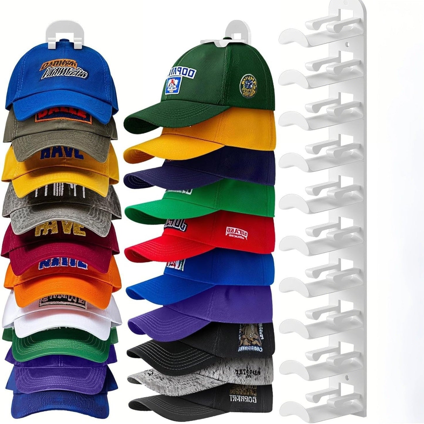 Vertical Adhesive Hat Rack Organizer – Wall-Mounted Cap Holder for Closets, Doors & Bedrooms（2-pack）