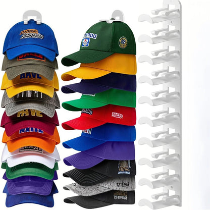 Vertical Adhesive Hat Rack Organizer – Wall-Mounted Cap Holder for Closets, Doors & Bedrooms（2-pack）