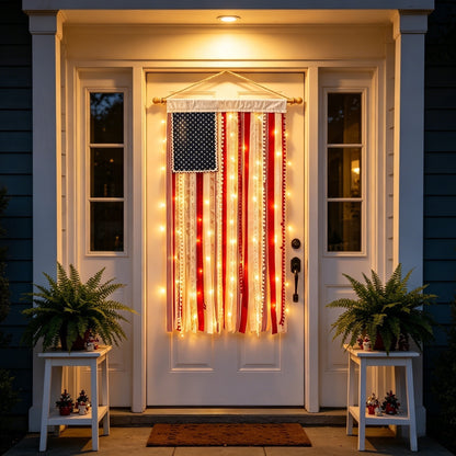 Lighted Patriotic Wall Hanging Banne