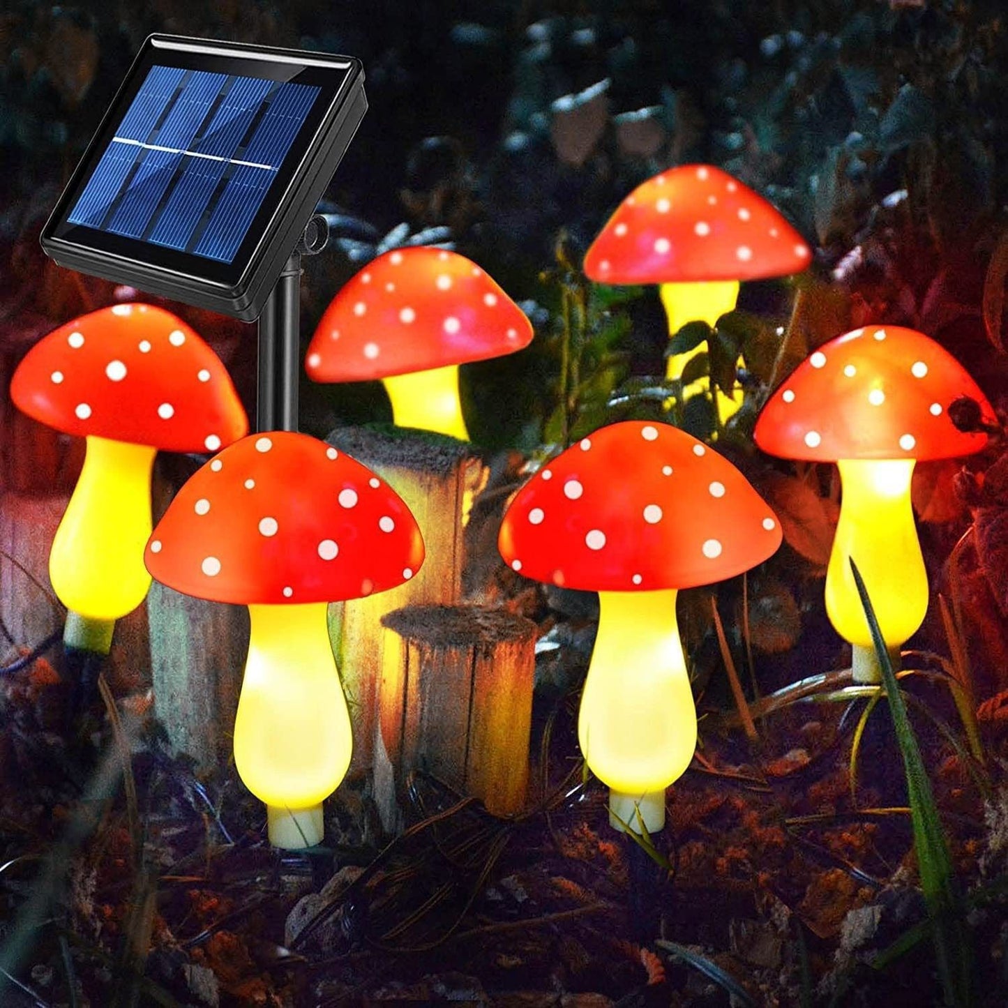 🍄Adorable Fairy Tale Red Mushroom Solar Lights - Ideal for Enchanting Garden Decor & Whimsical Night Atmosphere