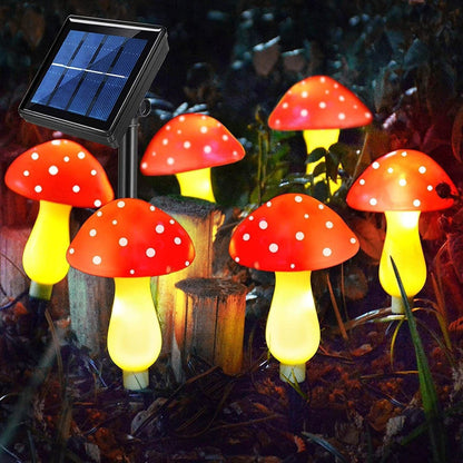 🍄Adorable Fairy Tale Red Mushroom Solar Lights - Ideal for Enchanting Garden Decor & Whimsical Night Atmosphere