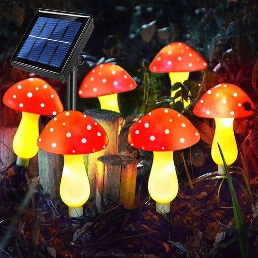 🍄Adorable Fairy Tale Red Mushroom Solar Lights - Ideal for Enchanting Garden Decor & Whimsical Night Atmosphere