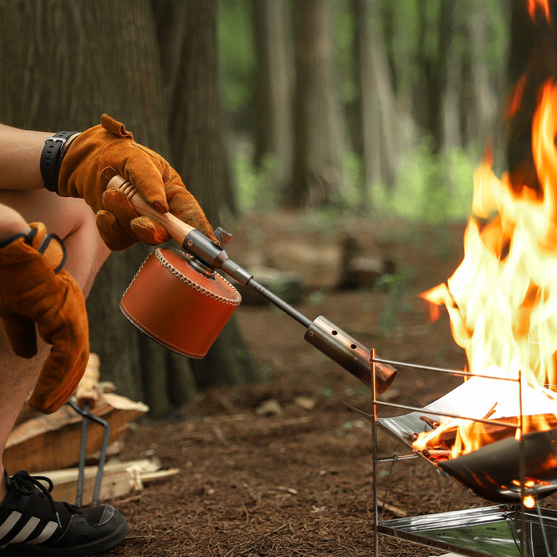 Heavy Duty Multi-Stage Extension Flame Torch – Detachable Stainless Steel Camping Blowtorch with Solid Wooden Handle & Pulse Igniter