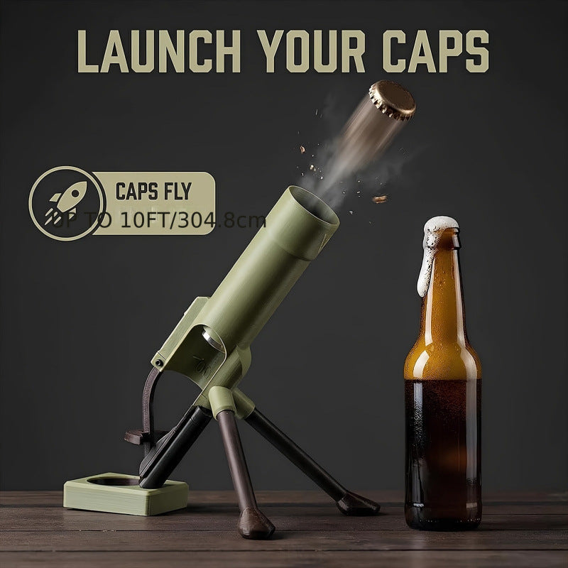 Bottle Opener Beer, 51mm Heavy Duty Tactical Cap Launcher Hands-Free, Funny Beer Bottles Opener For Bars Desks Shelves
