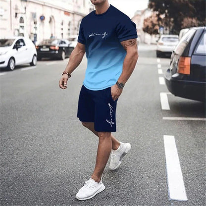 ⚡ Men’s Gradient Short Sleeve Tracksuit