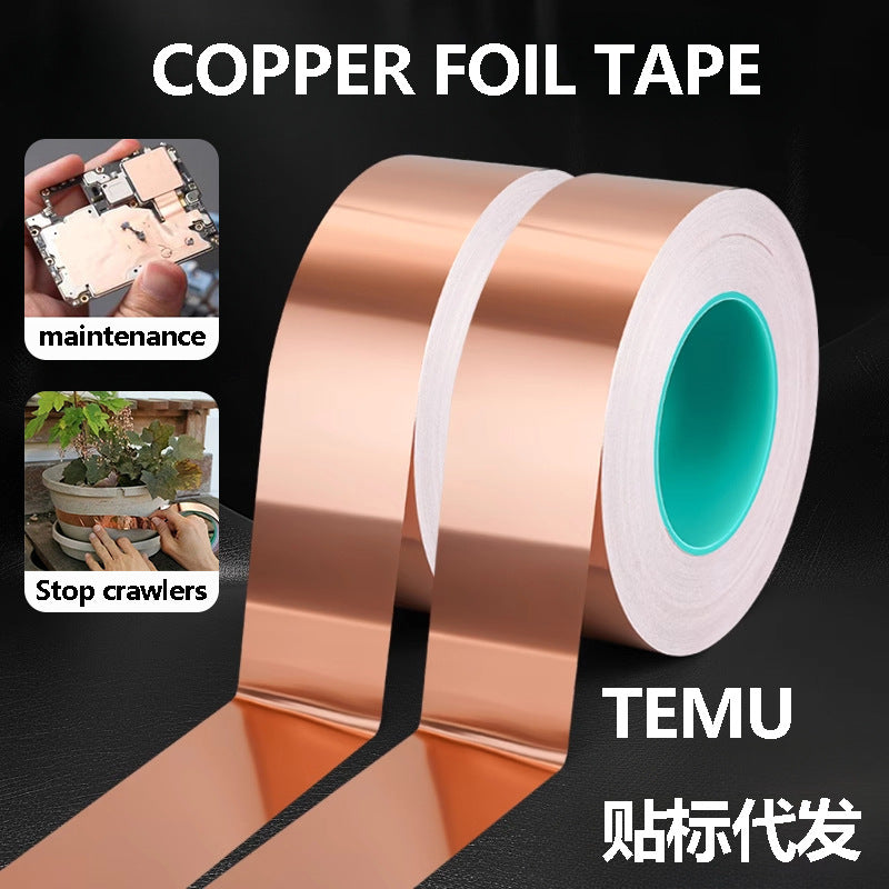 Tapes Master - 1 Mil Copper Foil Tapes - Copper Conductive Adhesive Tapes For Guitar Cavity, EMI Shielding, Grounding, Gardening, Soldering Jewelry, Art Crafts