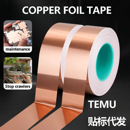 Tapes Master - 1 Mil Copper Foil Tapes - Copper Conductive Adhesive Tapes For Guitar Cavity, EMI Shielding, Grounding, Gardening, Soldering Jewelry, Art Crafts