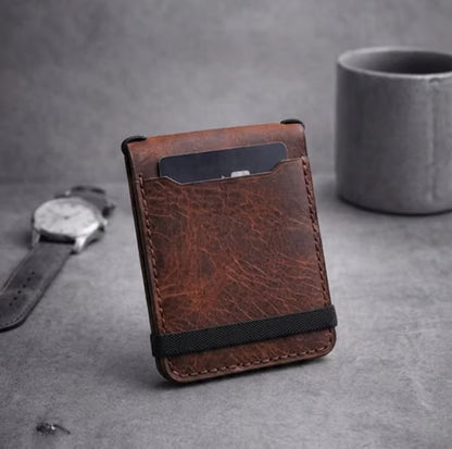 Elastic Band Slim Wallet Front Pocket Short Wallet Stitched Edges Personal Accessory Rounded Corners