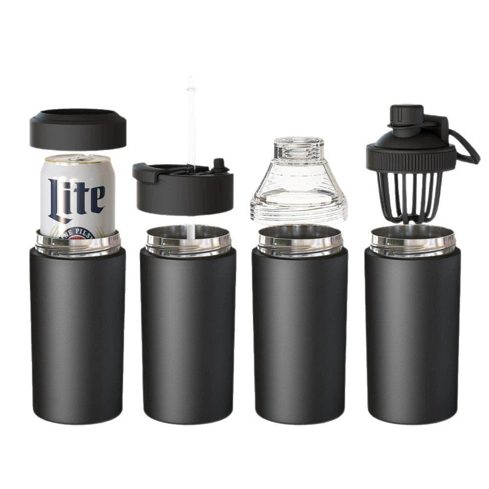 4-in-1 Universal Can Cooler ❄️Double Wall Stainless Steel Beer Bottle Insulator (Fits 12-24 oz)