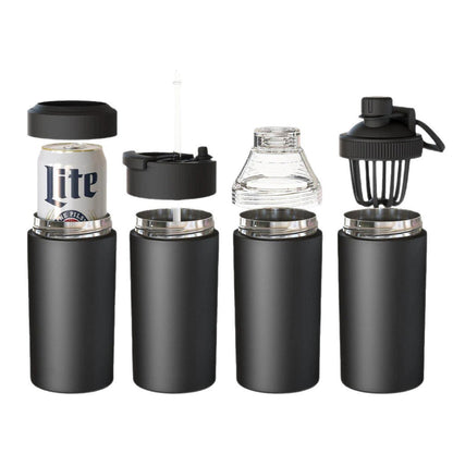 4-in-1 Universal Can Cooler ❄️Double Wall Stainless Steel Beer Bottle Insulator (Fits 12-24 oz)