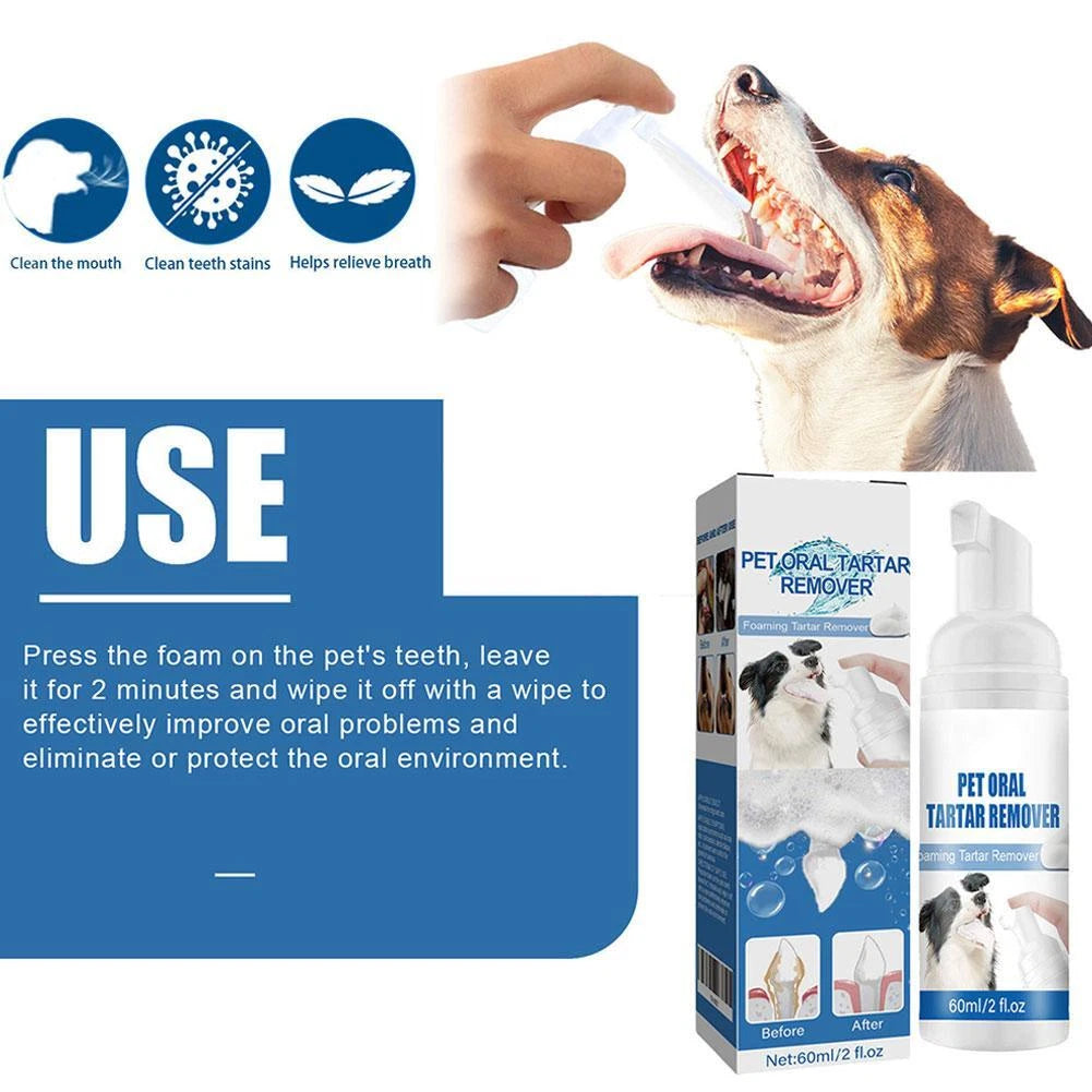 Foaming Pet Dental Cleaner | Tartar Remover, Teeth Whitening & Bad Breath Eliminator