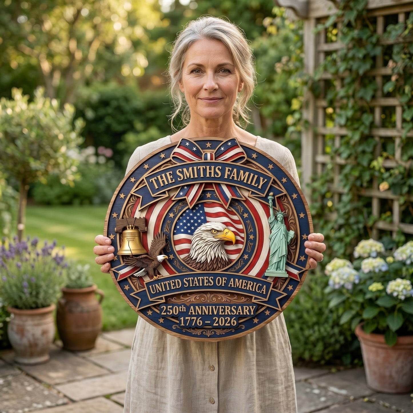 🎖️ USA 250th Anniversary Wooden Wall Sign – “A Nation’s Legacy, A Family’s Pride”