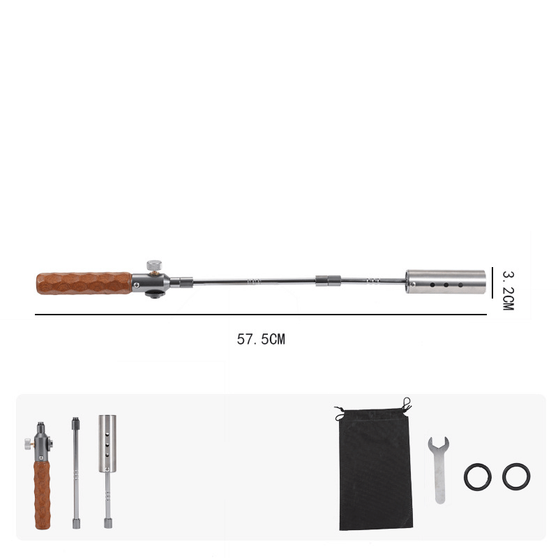 Heavy Duty Multi-Stage Extension Flame Torch – Detachable Stainless Steel Camping Blowtorch with Solid Wooden Handle & Pulse Igniter