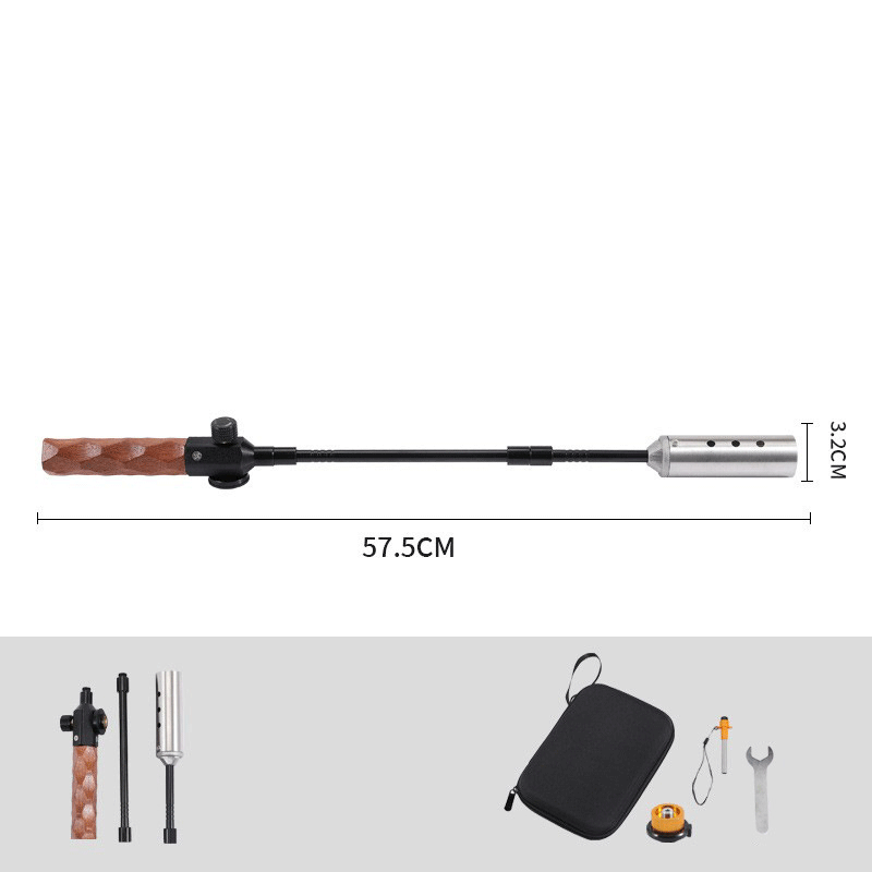 Heavy Duty Multi-Stage Extension Flame Torch – Detachable Stainless Steel Camping Blowtorch with Solid Wooden Handle & Pulse Igniter