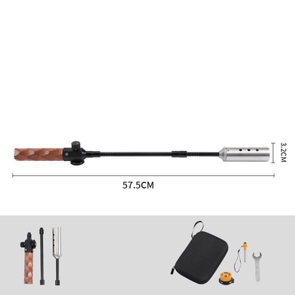 Heavy Duty Multi-Stage Extension Flame Torch – Detachable Stainless Steel Camping Blowtorch with Solid Wooden Handle & Pulse Igniter