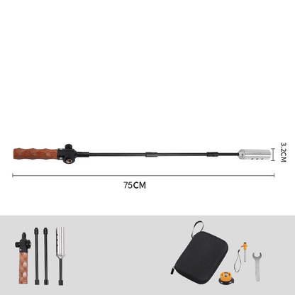 Heavy Duty Multi-Stage Extension Flame Torch – Detachable Stainless Steel Camping Blowtorch with Solid Wooden Handle & Pulse Igniter