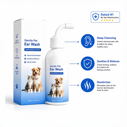 Gentle Pet Ear Wash | Odor-Free Cleaning for Dogs & Cats🌿