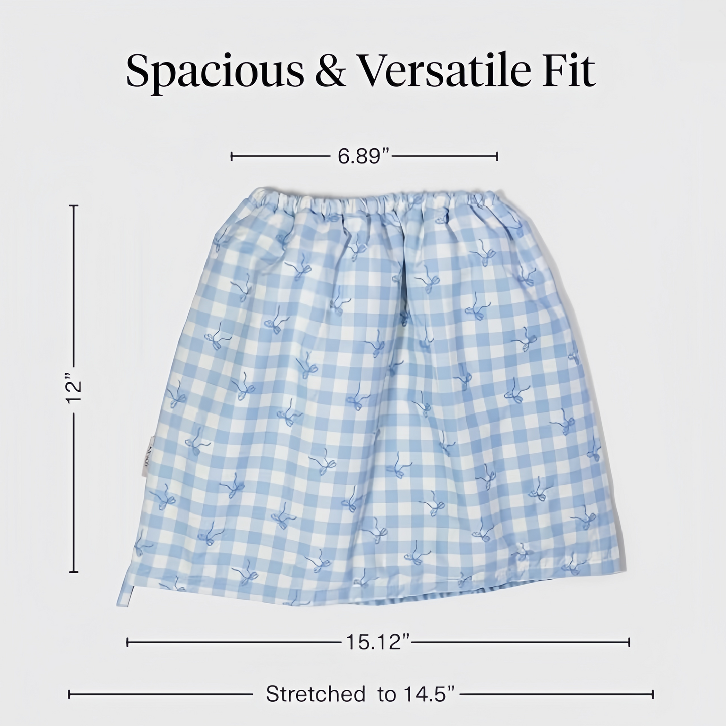 Gingham Blue Satin Lined Flexi Shower Cap