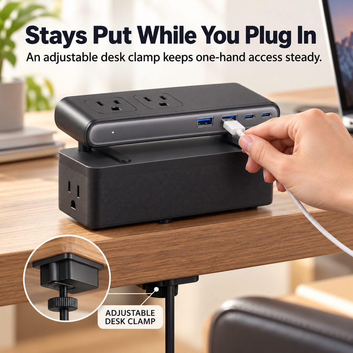 Desk Clamp with 1500 Surge Protector Socket