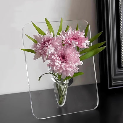 Floating Bloom Acrylic Frame Vase – Turn Simple Flowers Into Stunning Art