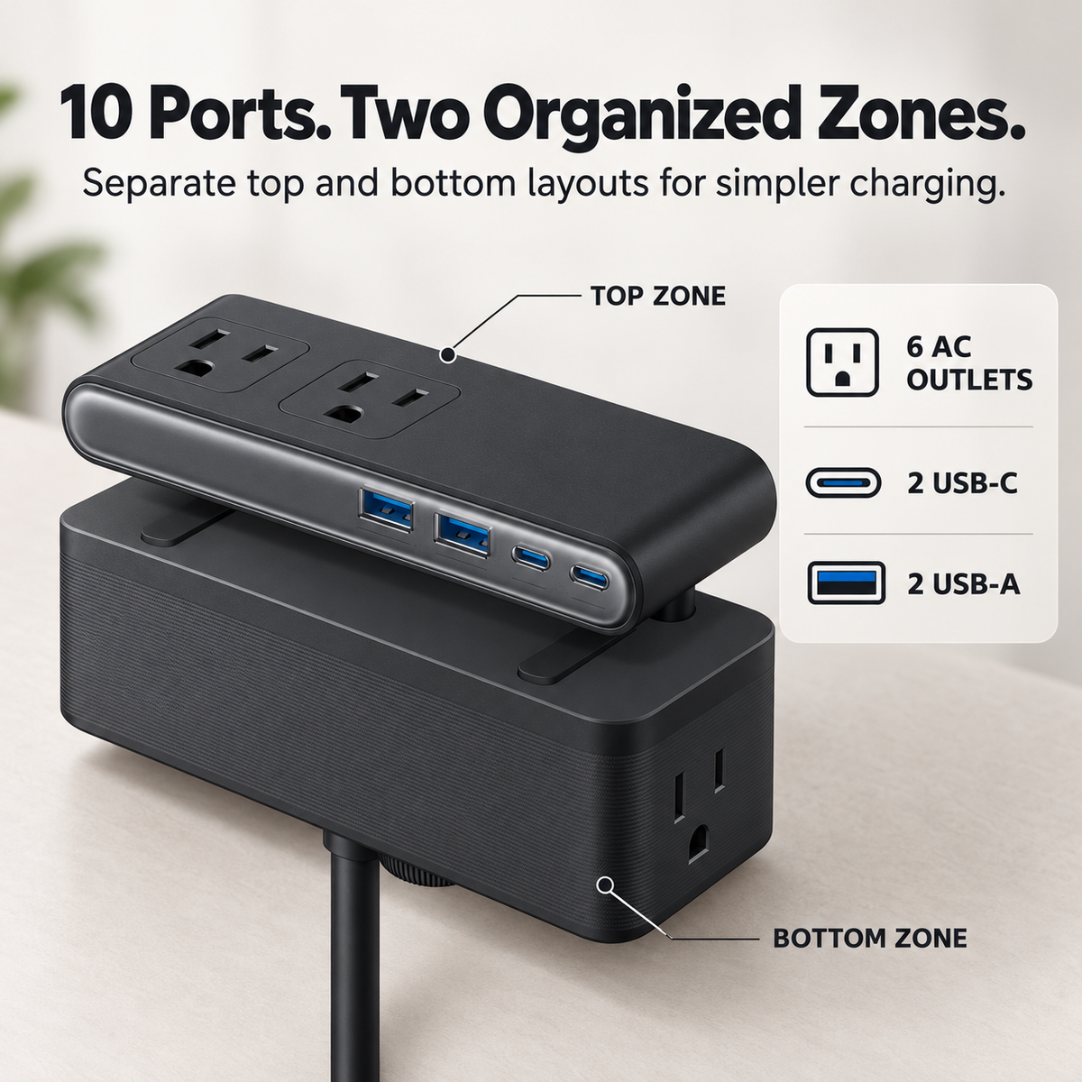 Desk Clamp with 1500 Surge Protector Socket