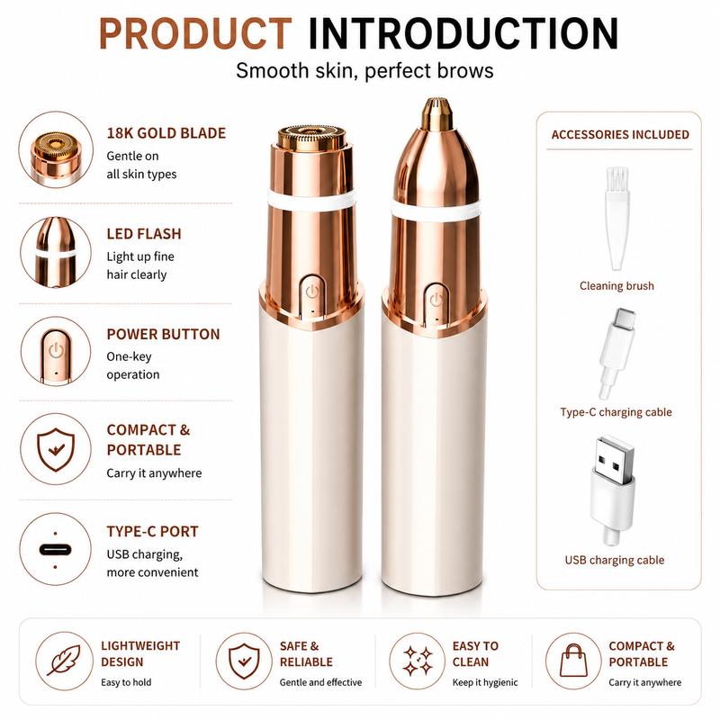 🔥2-in-1 Women's Eyebrow and Facial Hair Removal Device