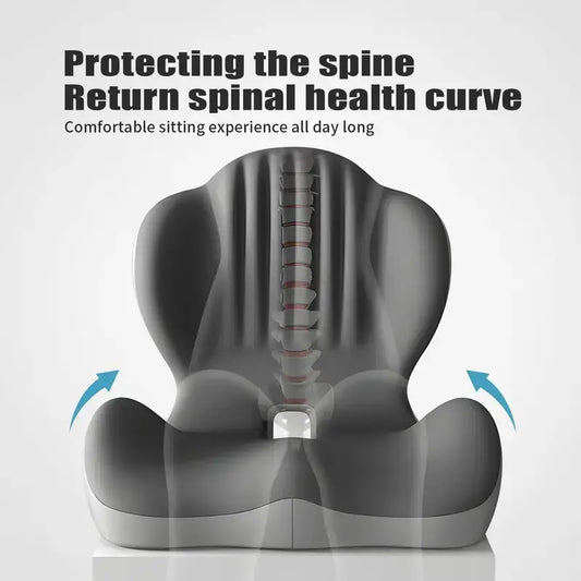 🏅Ergonomic Memory Foam Seat Cushion with Lumbar & Back Support, Relieves Back Pain, Reduces Pressure