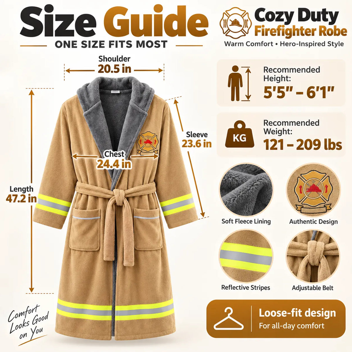 🚒🔥 Firefighter Robe — Stay Cozy Off Duty with Bold Firefighter Style!