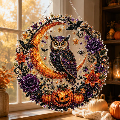 🔥Last Day 50% OFF-🎃Halloween Moon Ghost Diamond Art Hanging Ornament Kit