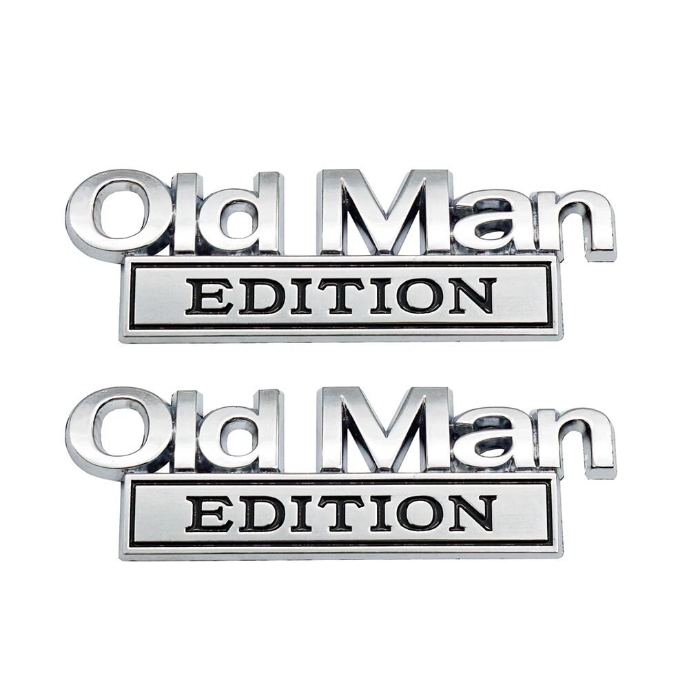 3D Old Man Metal Car Emblem 🚗🧓 – Black & White, Fits Rear, Side, Hood & Door
