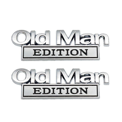 3D Old Man Metal Car Emblem 🚗🧓 – Black & White, Fits Rear, Side, Hood & Door