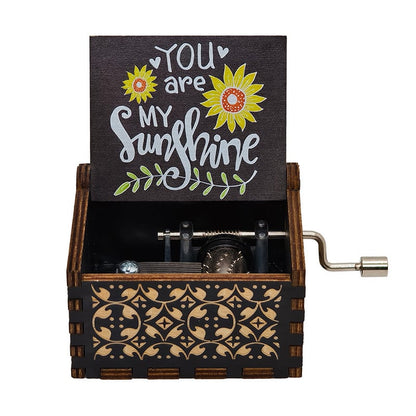 Hand-Crank Wooden Music Box: Plays “You Are My Sunshine”
