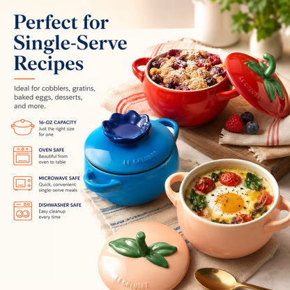 🍓 Le Creuset Mini Fruit Cocotte - 16oz Stoneware, Oven-Safe & Adorable for Baking & Serving!