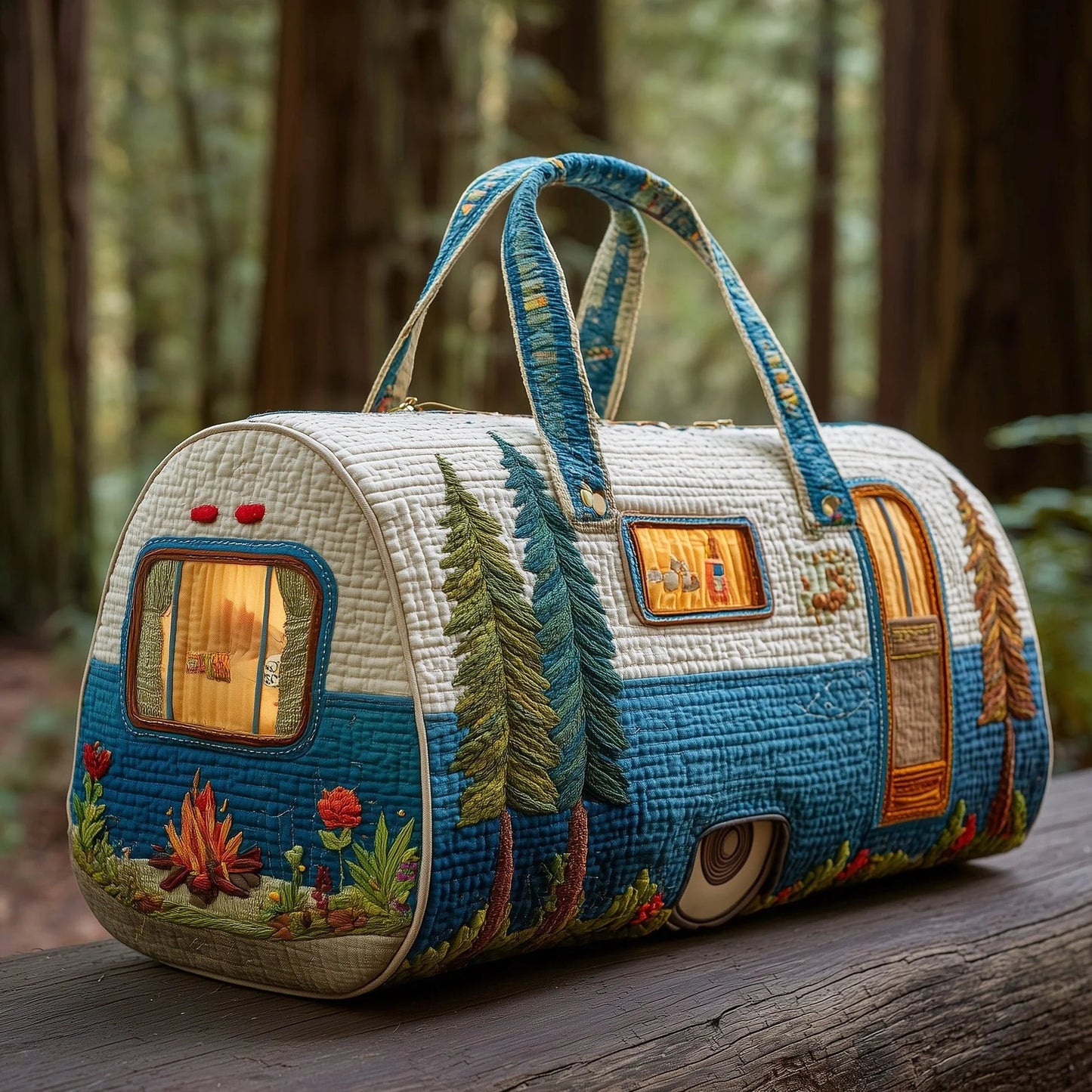 🔥LAST DAY 49% OFF✨🏕️ Vintage Camper Quilted Duffle Bag | Whimsical Retro Travel Companion