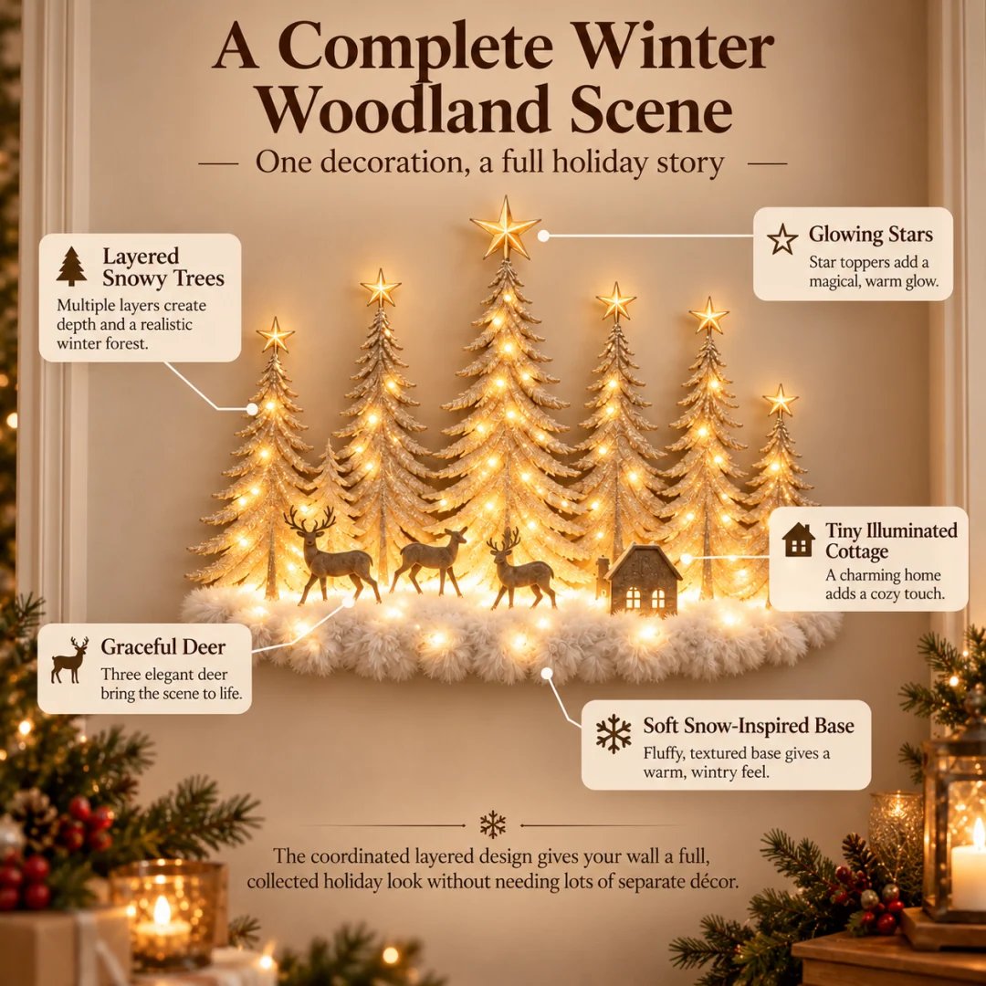 🔥Buy 2 Get 20% OFF🎄Lighted Christmas Woodland Forest Wall Decor