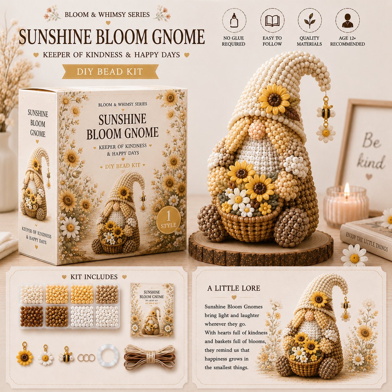 🔥2026 newest style💕Cozy Gnome DIY Bead Kit Collection– Collect All 12 Gnome
