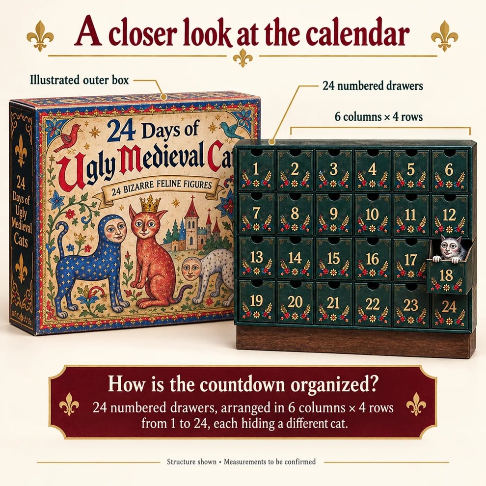 🐈🏰 24 Days of Ugly Medieval Cats – Hilariously Weird Cat Advent Calendar 2026