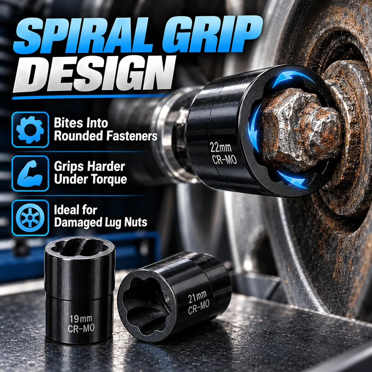 🔩🔧 Damaged Lug Nut Extractor Set — Remove Stripped & Stuck Nuts with Ease!