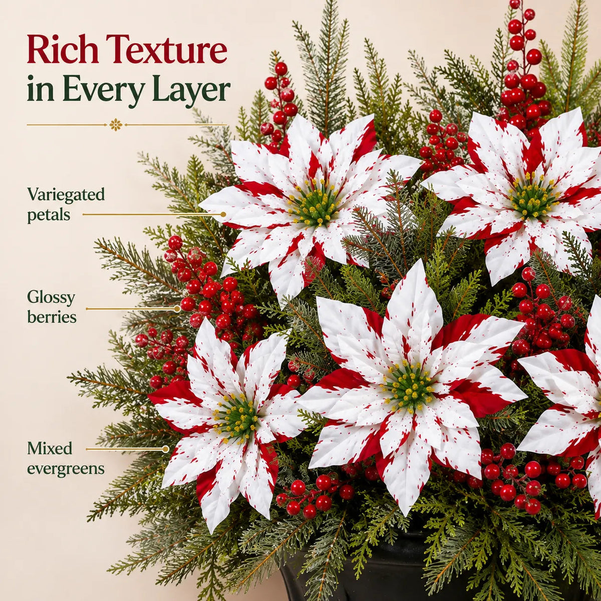 ❀Christmas Poinsettia Planter Inserts
