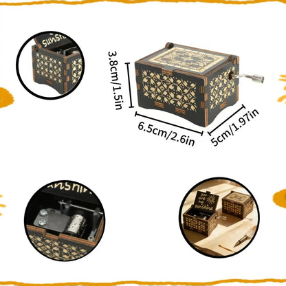 Hand-Crank Wooden Music Box: Plays “You Are My Sunshine”