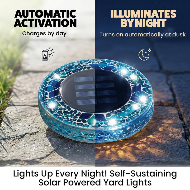 🚀Gift for Father's Day✨Solar Outdoor Mosaic Disc Lights (4-Pack)