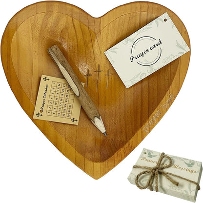 ✝️Handcrafted Wooden Heart Prayer Bowl Set