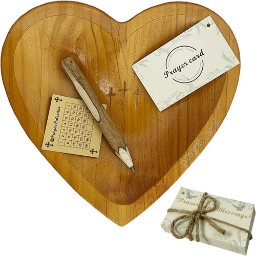 ✝️Handcrafted Wooden Heart Prayer Bowl Set