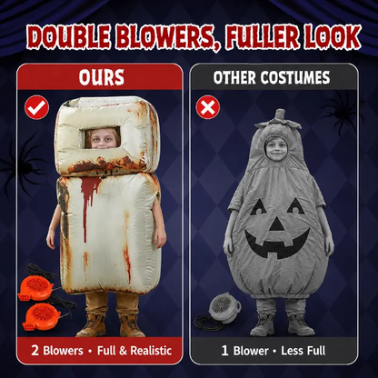 Kids Scary Halloween Inflatable Refrigerator Costume with LED Lights
